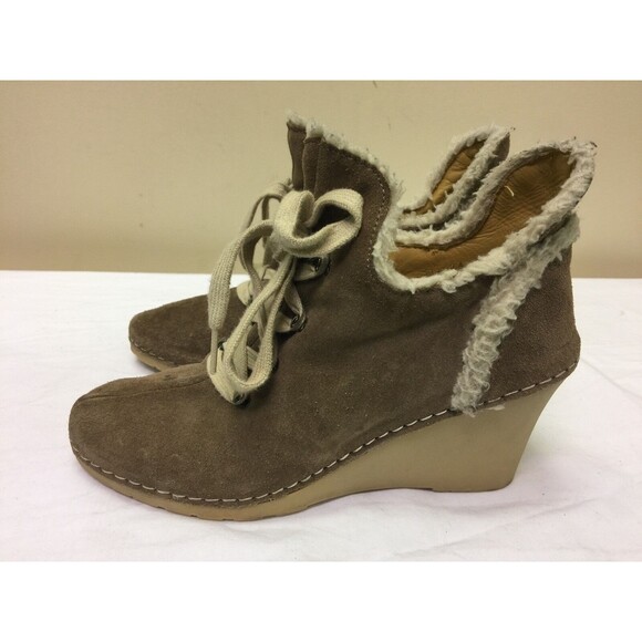 Bettye Muller Women wedged brown suede Lace Up Wedge Bootie size EUR 37 - Picture 3 of 10